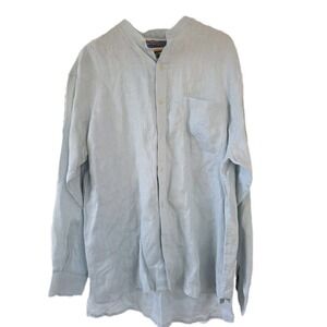 PUSSERS Great Gatsby By Charles Tobias Blue LINEN Shirt Mens XL Button Up men